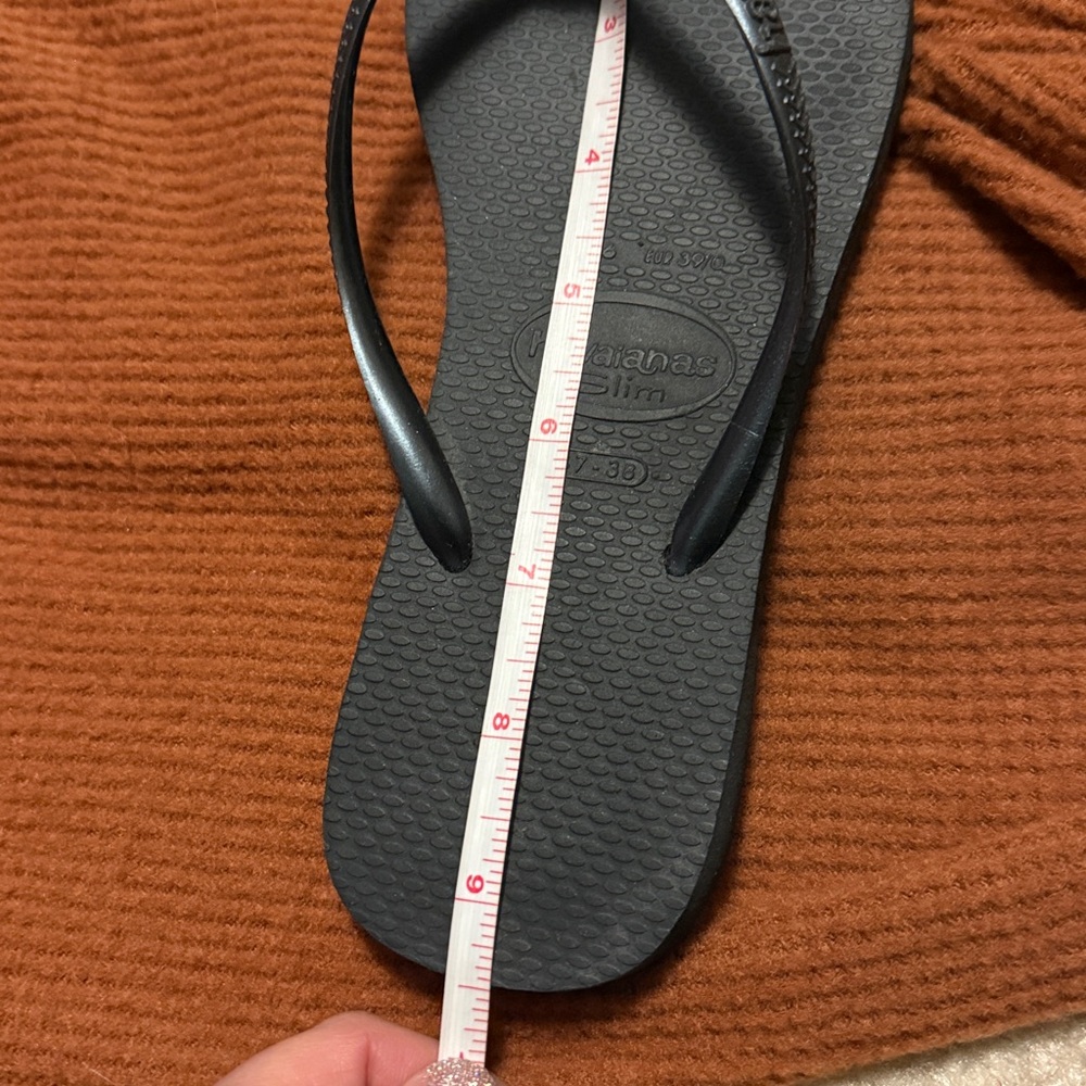 Havaianas Black and Gold Women's Flip Flops, crystal flower design - Picture 8 of 8